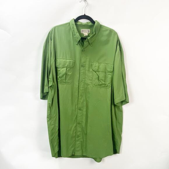 Duluth Trading Co 2XLT Men Green Half Sleeve Chest Pocket Button-Down Work Shirt - Picture 1 of 7